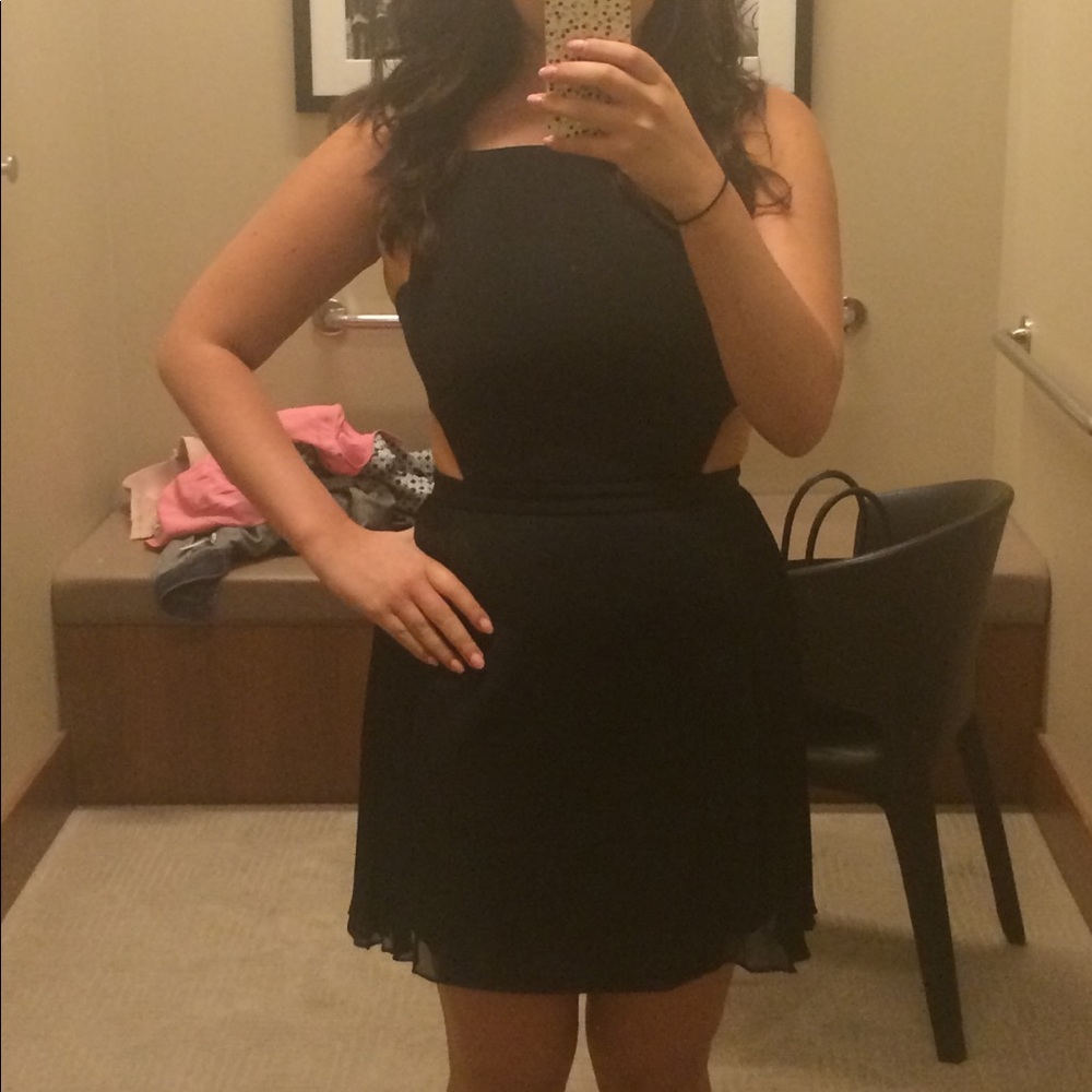 Silk BCBG short black cut out dress